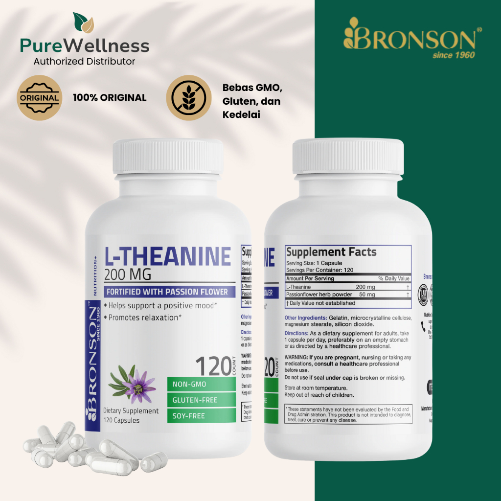 Bronson L-Theanine 200MG - 120 Capsules