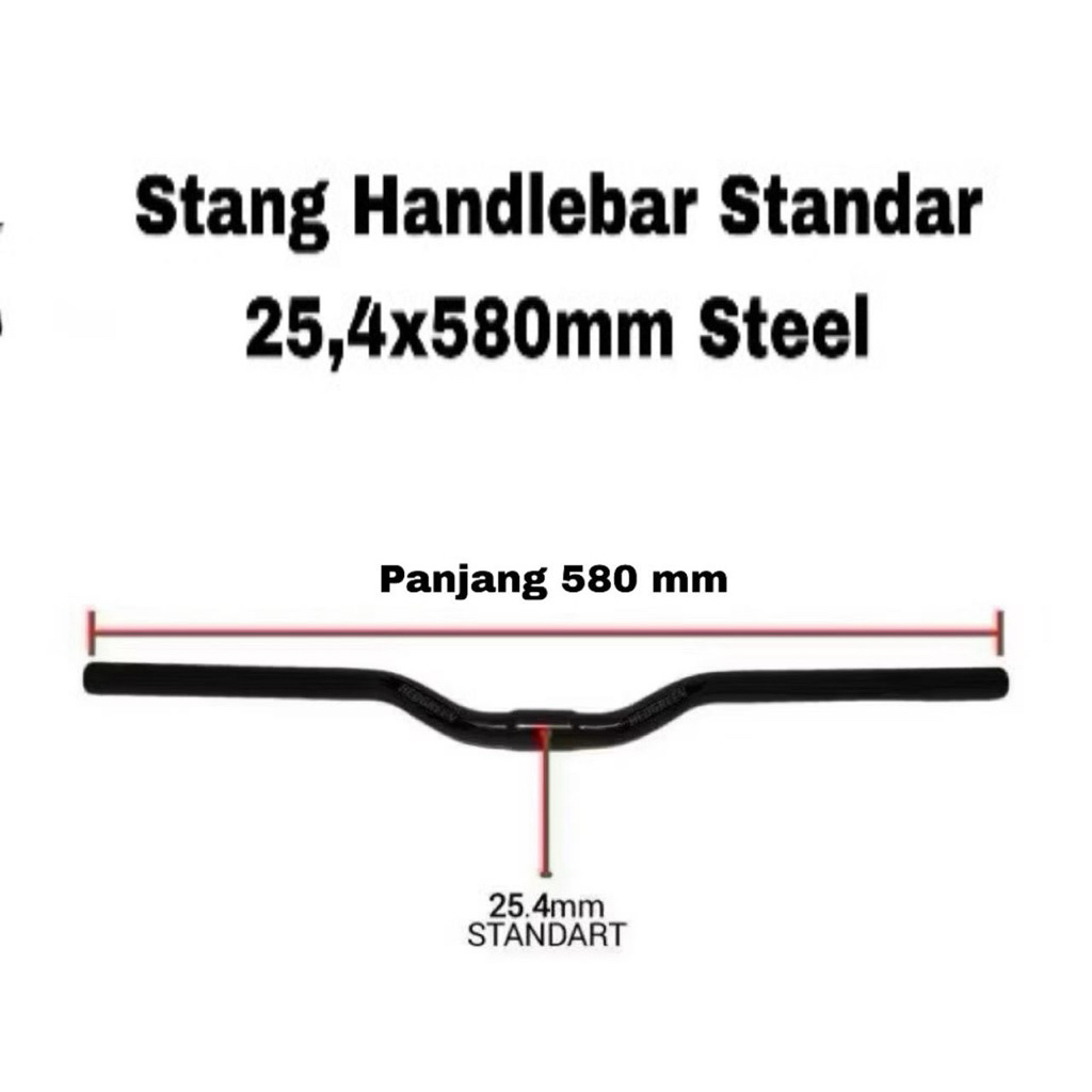STANG HANDLEBAR SEPEDA FIXIE/MTB/FEDERAL/LIPAT DLL 25.4x580 MM STEEL