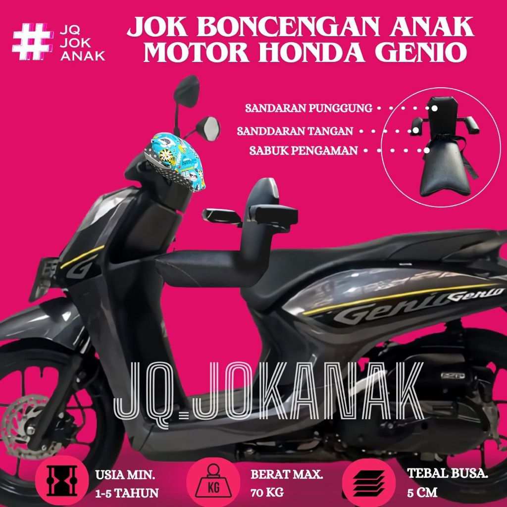 Jok Boncengan Anak Dengan Sandaran Motor HONDA GENIO Tambahan Jok Untuk Anak Motor GENIO Premium