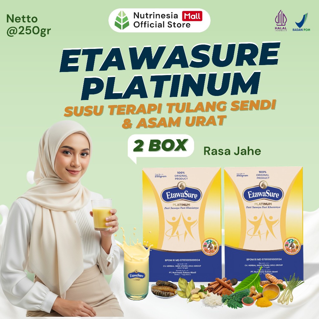 Etawasure Platinum Susu Kambing Etawa Herbal Rasa Jahe Untuk Keluhan Oteoporosis dan Asam Urat
