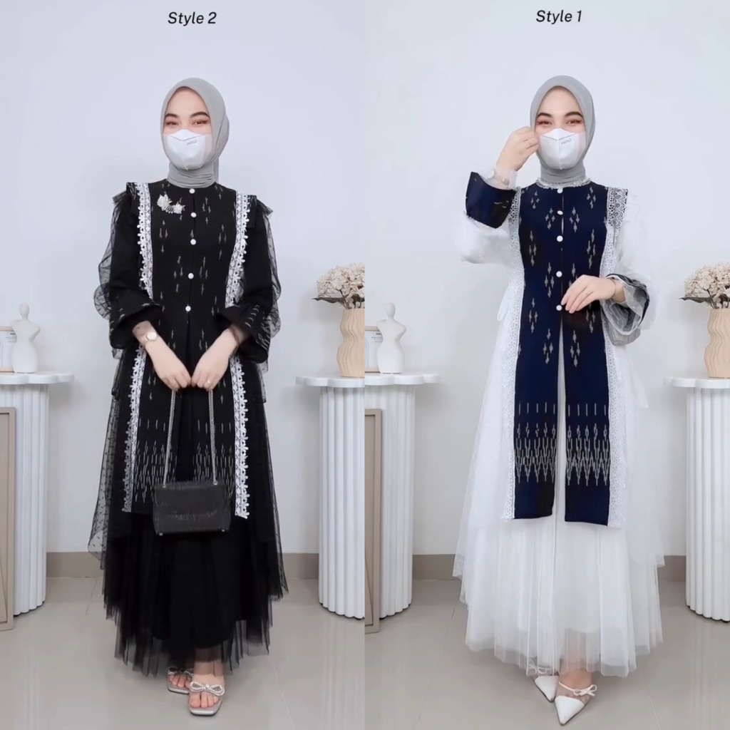 Outfit tenun baju coupel tenun safa set tutu dan kemeja tenun (ready coupel pasangan)