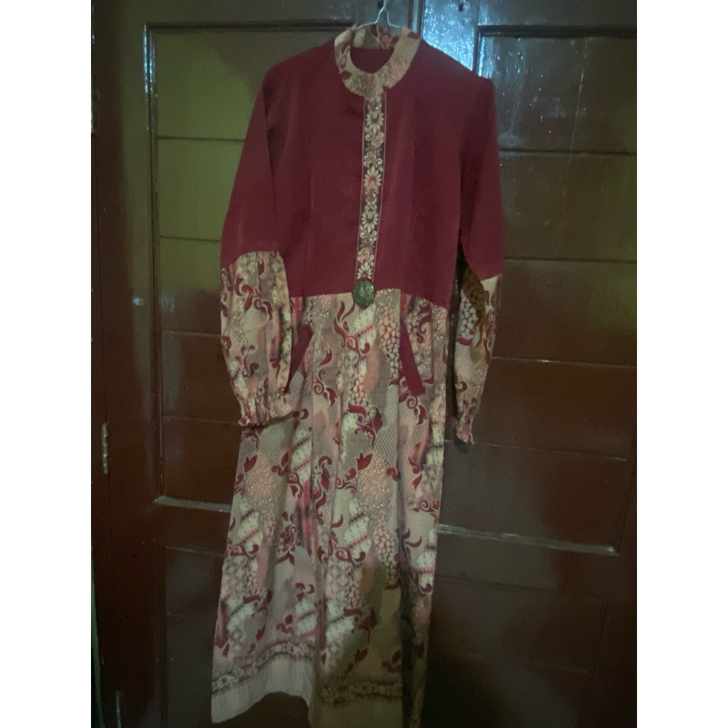 gamis polos kombinasi batik
