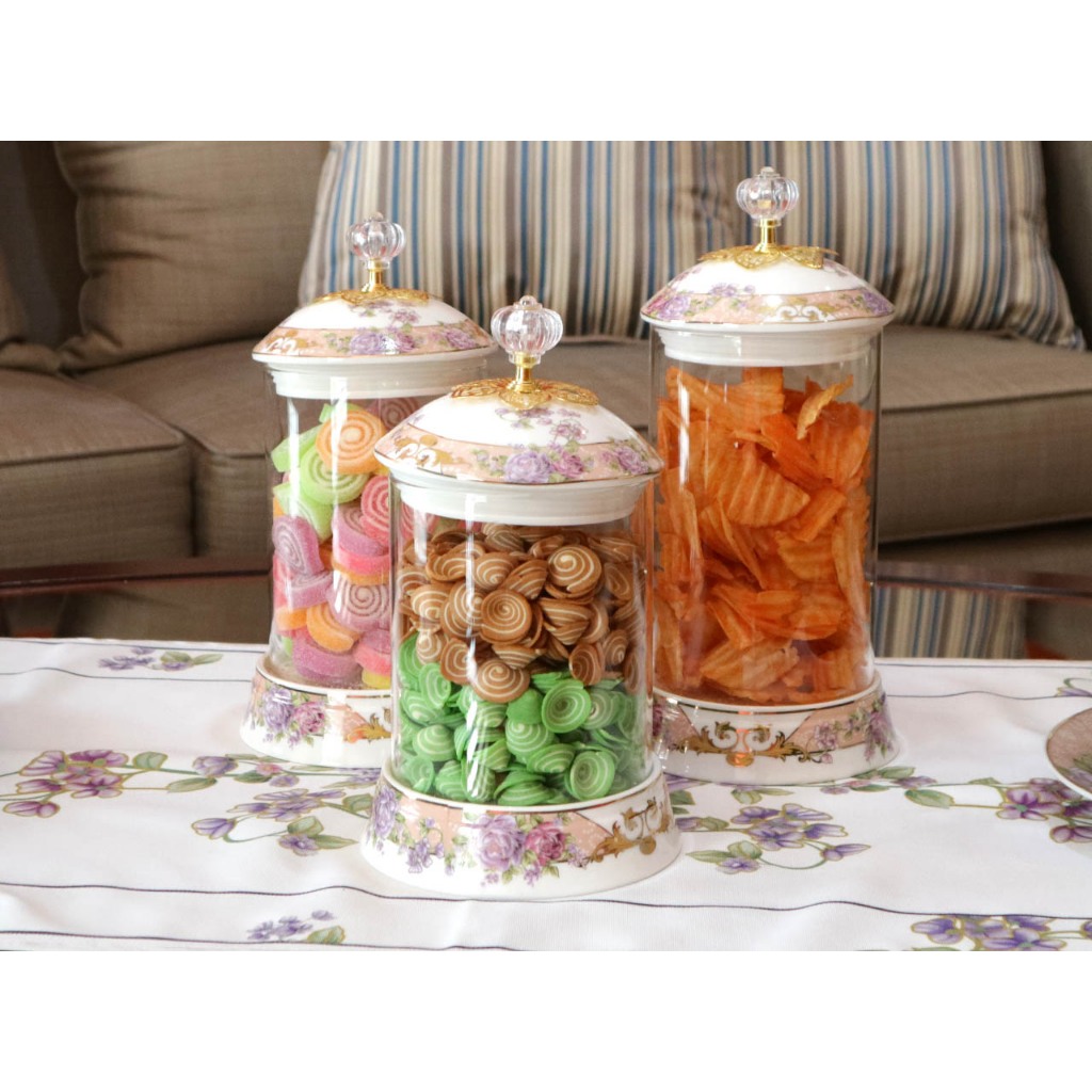 Vicenza G 301 Magnolia Toples Set 3 Pc Kaca Bening Elegan