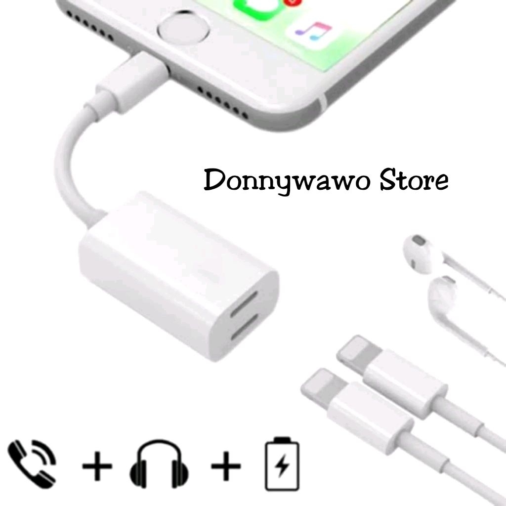 Splitter kabel charger Double lightning Audio Y Kabel Cable Iphon 12