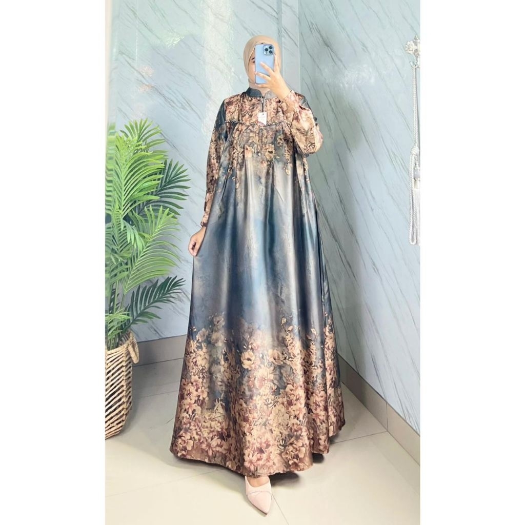 GAMIS LEBARAN MOTIF SILK PREMIUM