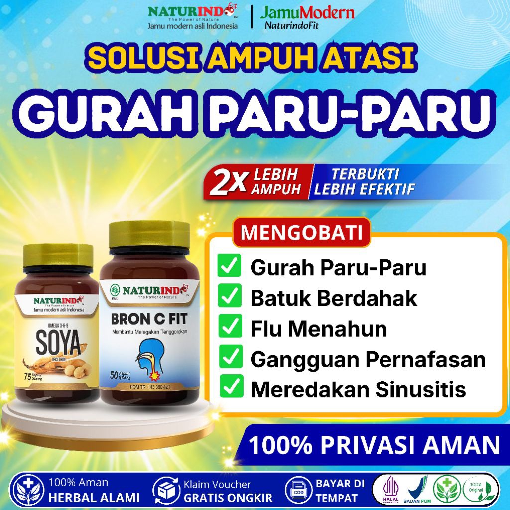 Gurah Kapsul Herbal Batuk Berdahak Asma Sesak Nafas Flu Menahun HALAL BPOM Bron C Fit