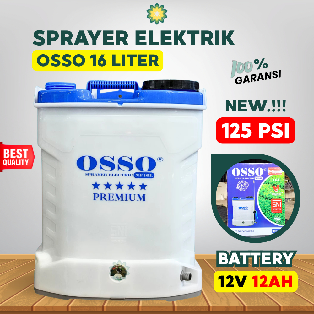 Sprayer Elektrik OSSO 16 Liter 12Ah Tangki Sprayer Hama Semprot Hama Otomatis