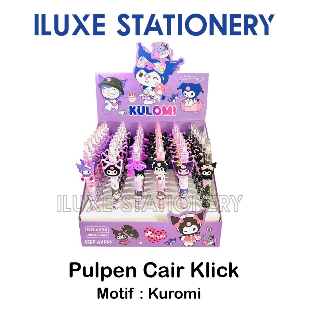Pulpen Cetek / Pena Gel Bentuk BONEKA KUROMI / Karakter Lucu Eceran Pen Gel Pena Hitam Clik / Pulpen