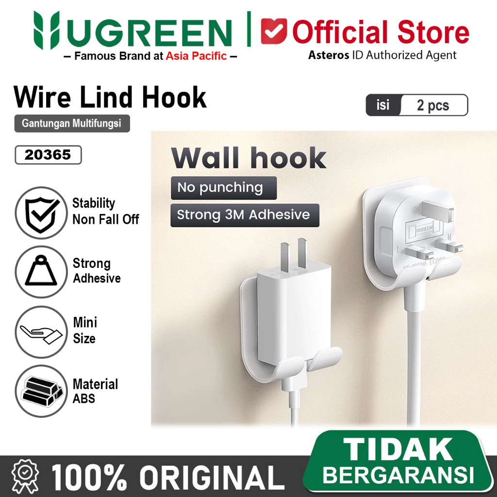 UGREEN Gantungan Hook Dinding Multifungsi Untuk Kabel, Gantungan Kunci, Holder Tembok Dll 20365