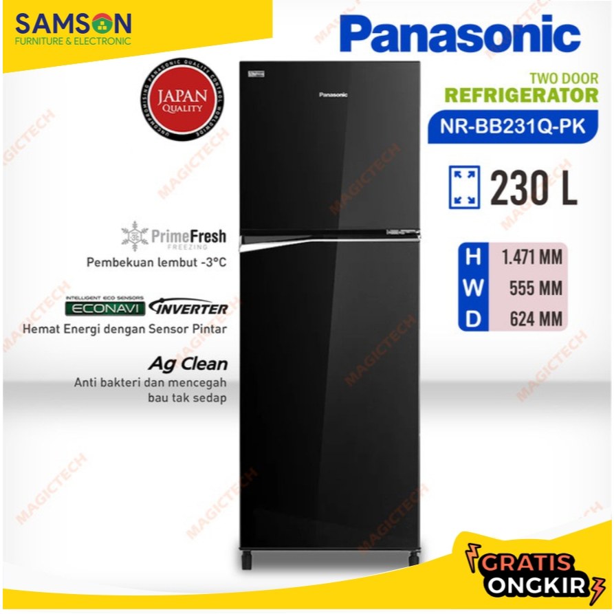 KULKAS PANASONIC 2 PINTU NR-BB231Q-PK PRIME FRESH INVERTER 230L