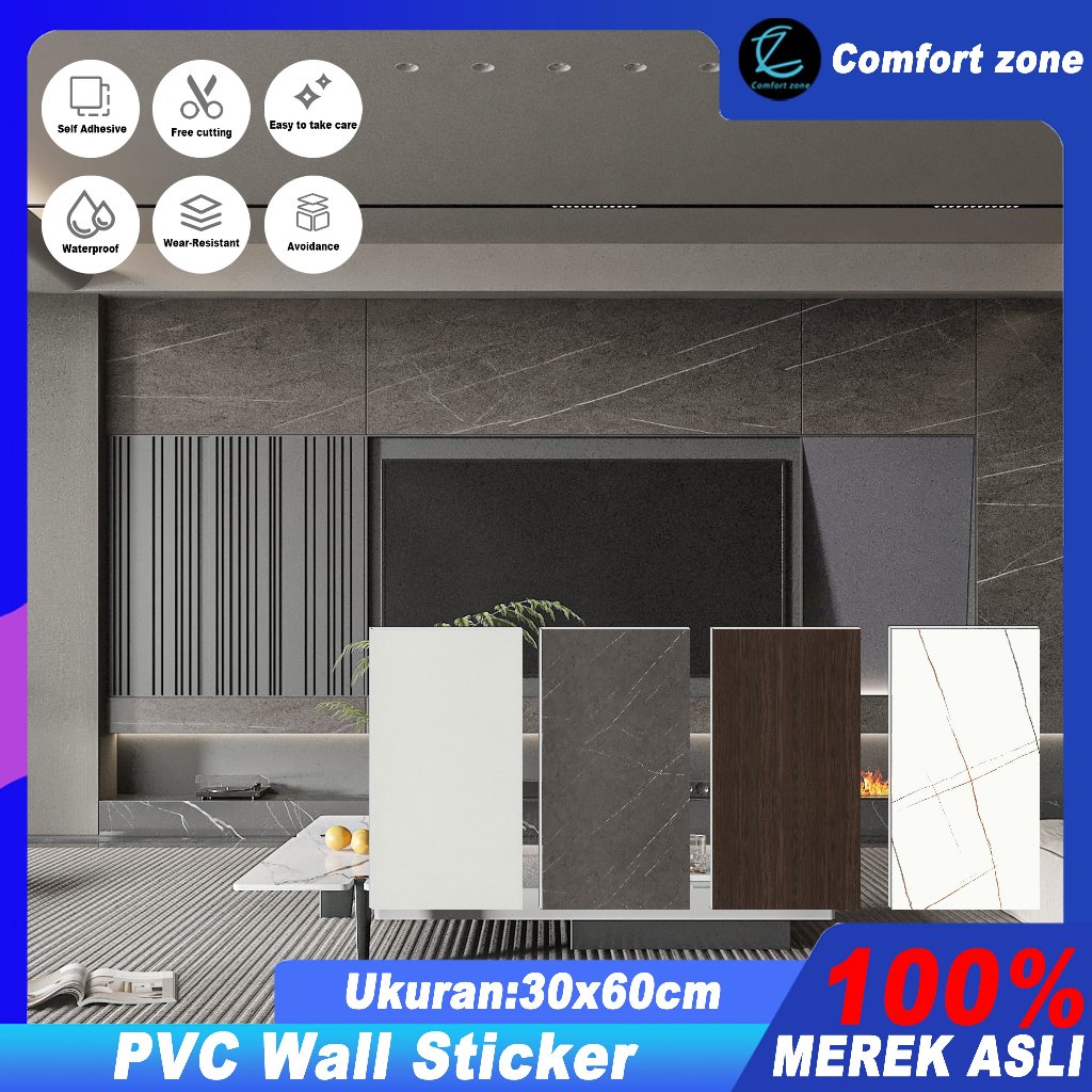 Comfort Zone - Paket 10 Lembar Wallpaper Dinding Ukuran 30x60cm / Sticker dinding / list wallpaper d