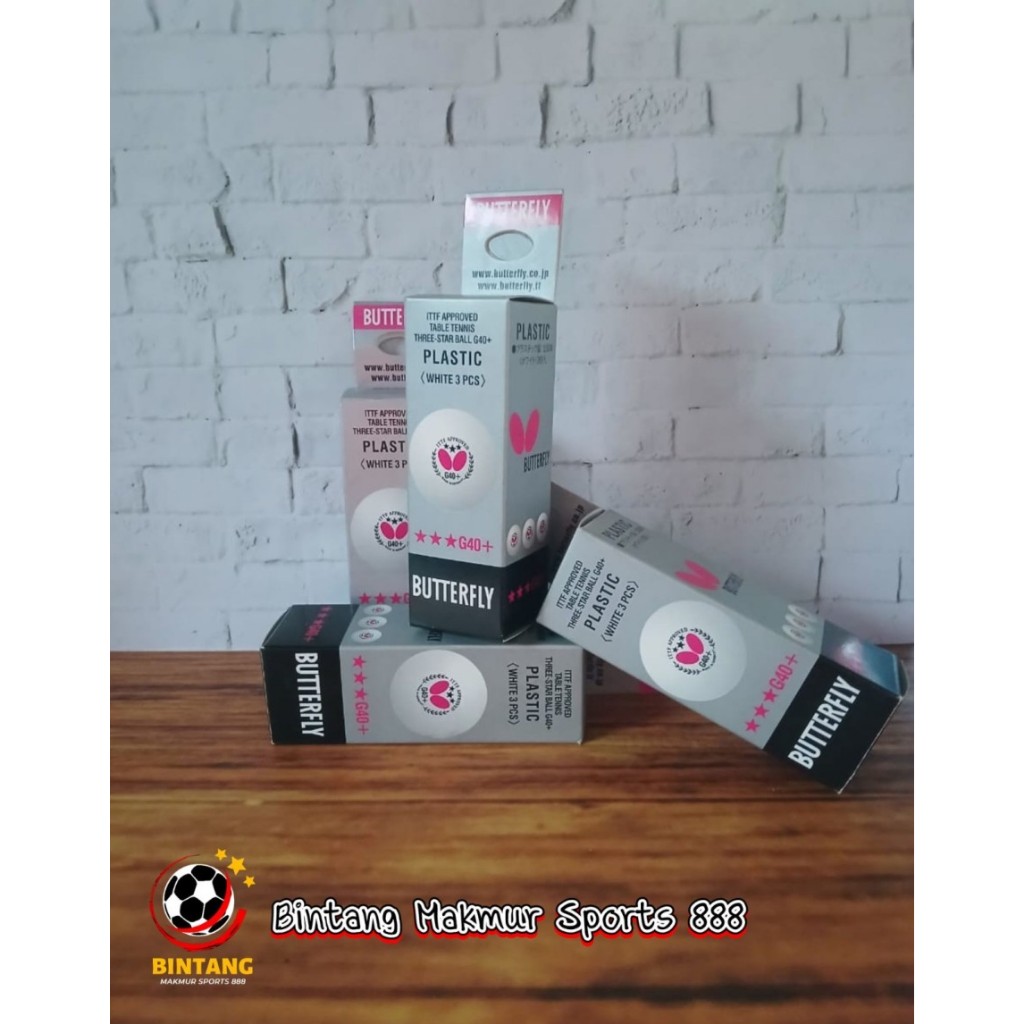 Bola Pingpong Butterfly G40+ 40Mm 3 Bola Putih Meja Tenis Murah Co