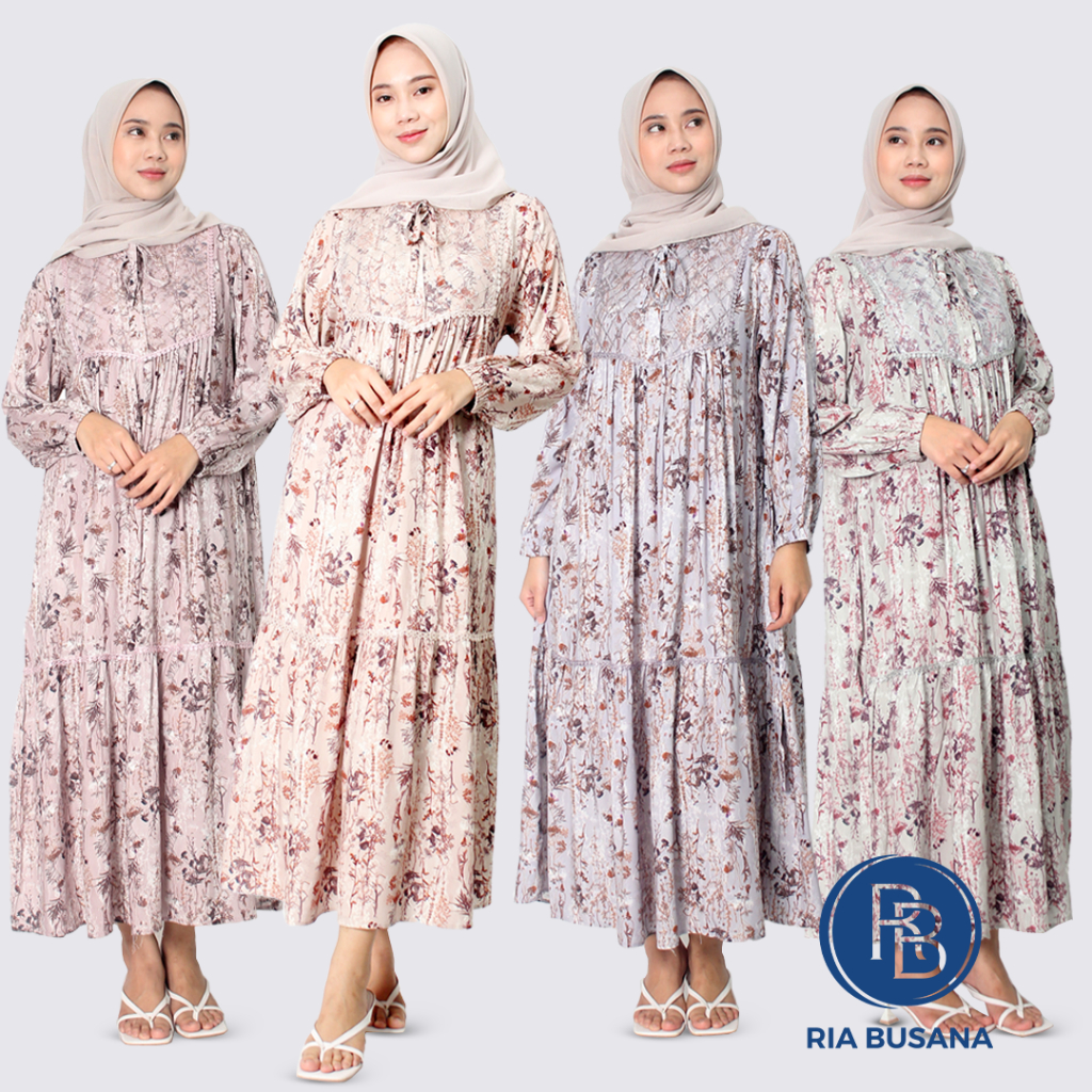 Ria Busana - Agape 88 - Gamis Dewasa Wanita Bunga Rayon 132 cm Art. 2498-1RENDABRUKAT