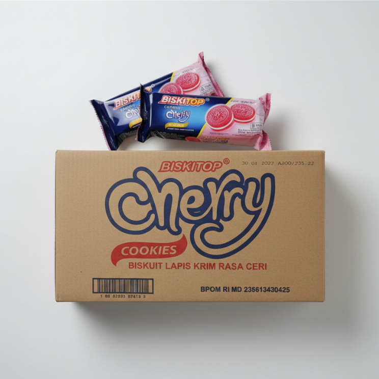 Biskitop Cherry Biscuit 50gr x 40 / Biskitop Oreo Cherry Biscuit 1dus / Snack Ulang Tahun Anak