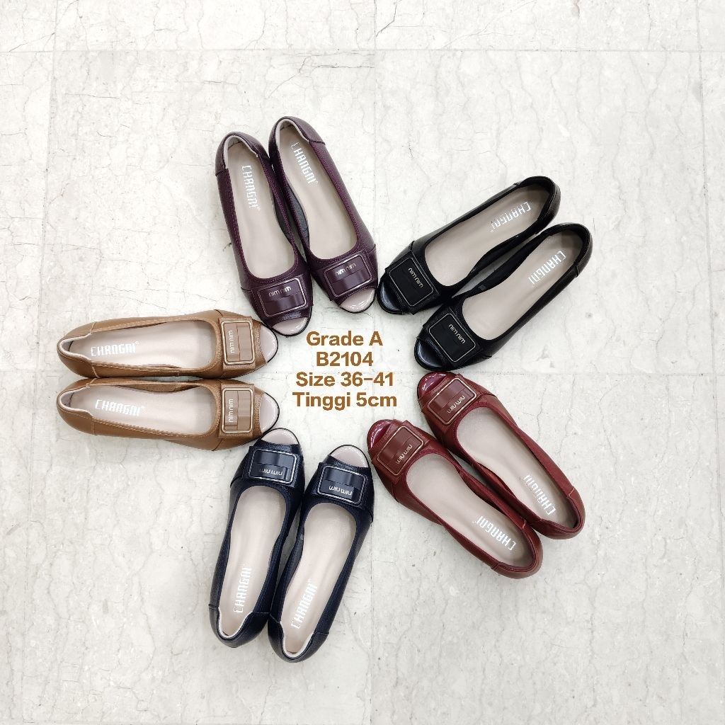GRADE A / B2014 / SEPATU WANITA / KULIT SAPI / WEDGES / IMPORT