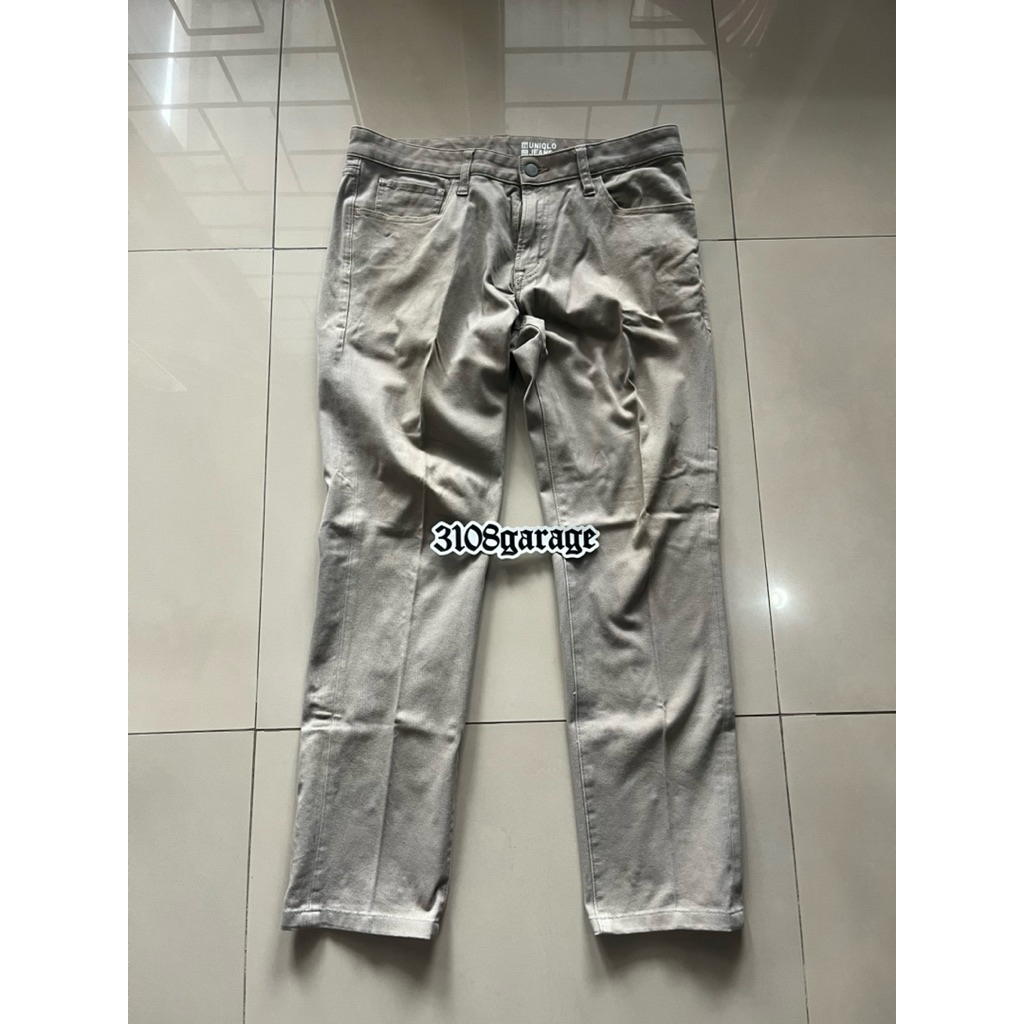 Celana panjang pants mens pria casual santai polos uniqlo chino brown coklat sz 33 used second mens