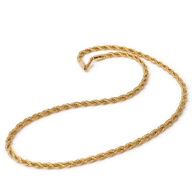 Kalung Tambang Titanium Gold / Emas Wanita Tebal 0.5cm Panjang 45cm