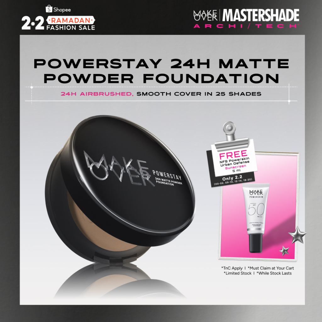 [SPECIAL MASTERSHADE] MAKE OVER Powerstay 24H Matte Powder Foundation -  Bedak Padat High Coverage R
