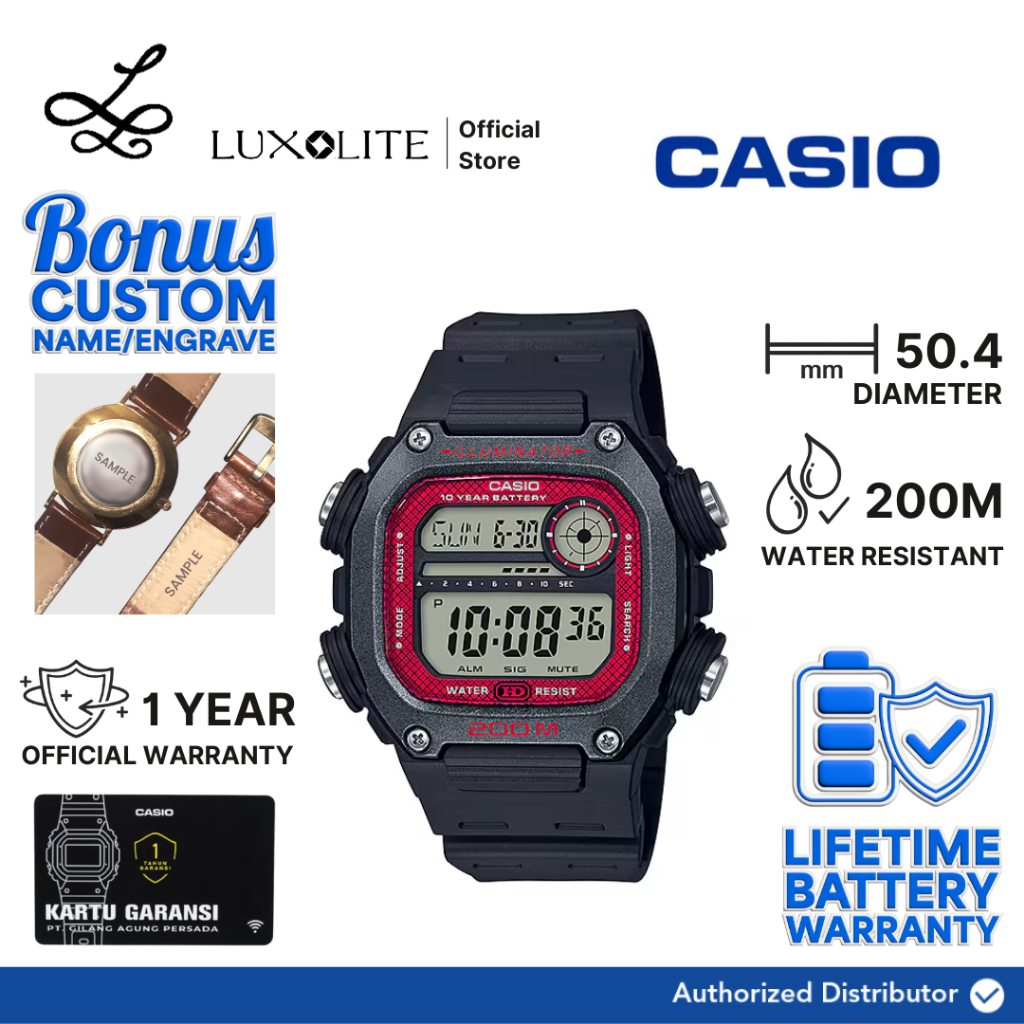 [Luxolite] CASIO Jam Tangan Pria Digital DW-291H-1BVDF/DW-291H-1BV/DW-291H-1B Black Resin Strap