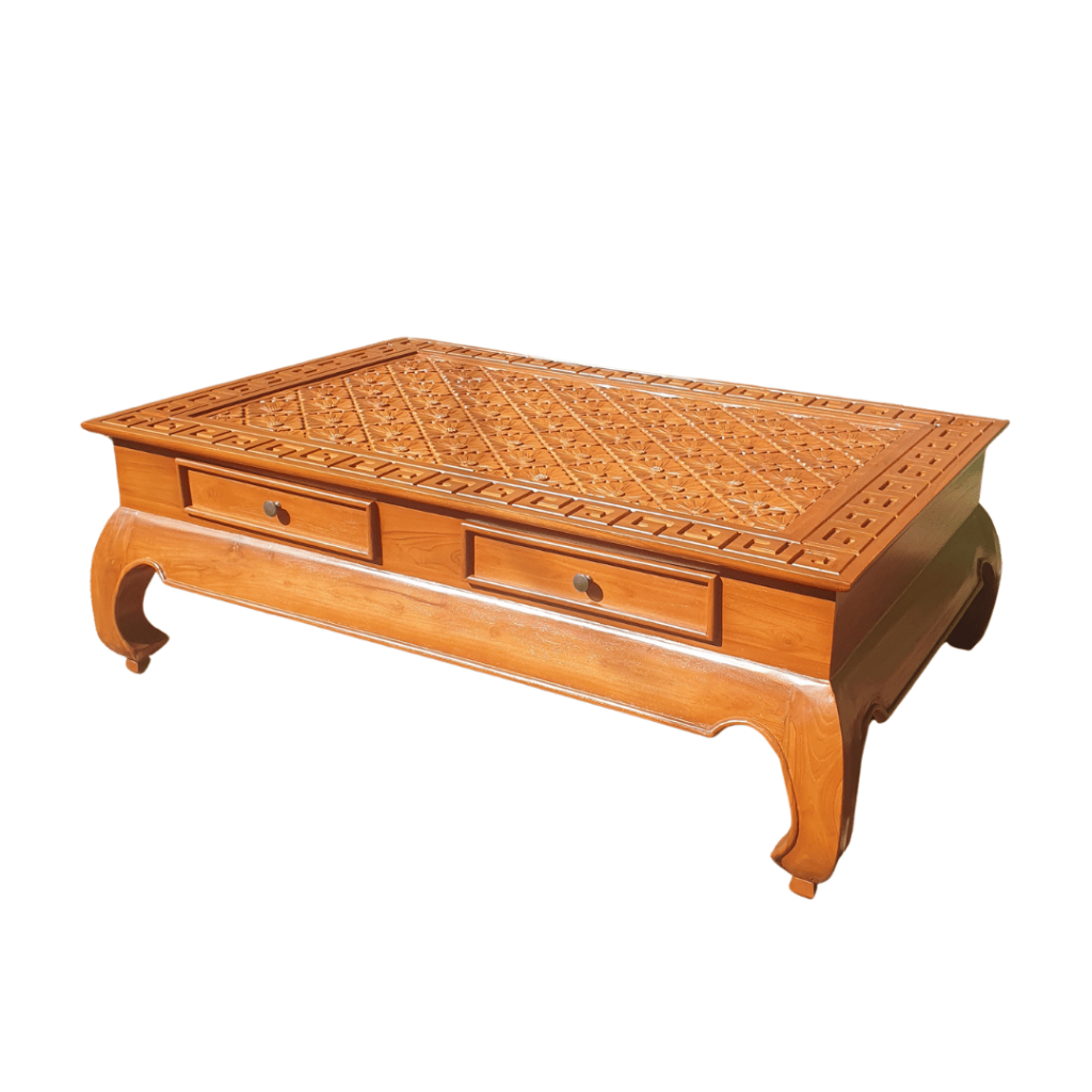 Meja Tamu Ketapang Ukir Custom Kayu Jati Solid Asli Jepara Berkualitas