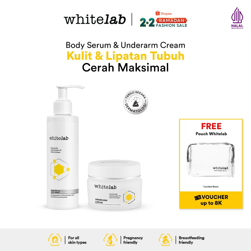 Whitelab Brightening Body Serum + Underarm - Pencerah Kulit Badan, Ketiak, Selangkangan dan Lipatan 