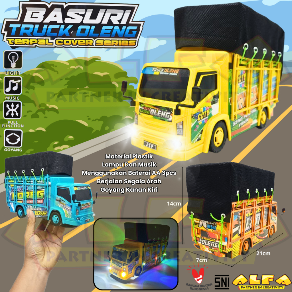 Toko Mainan ALFA Truck Oleng Basuri Terpal Telolet B/O JSP T-03