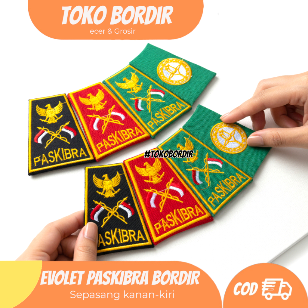 Evolet paskibra Bordir | Evolet paskibra hijau hitam merah teratai