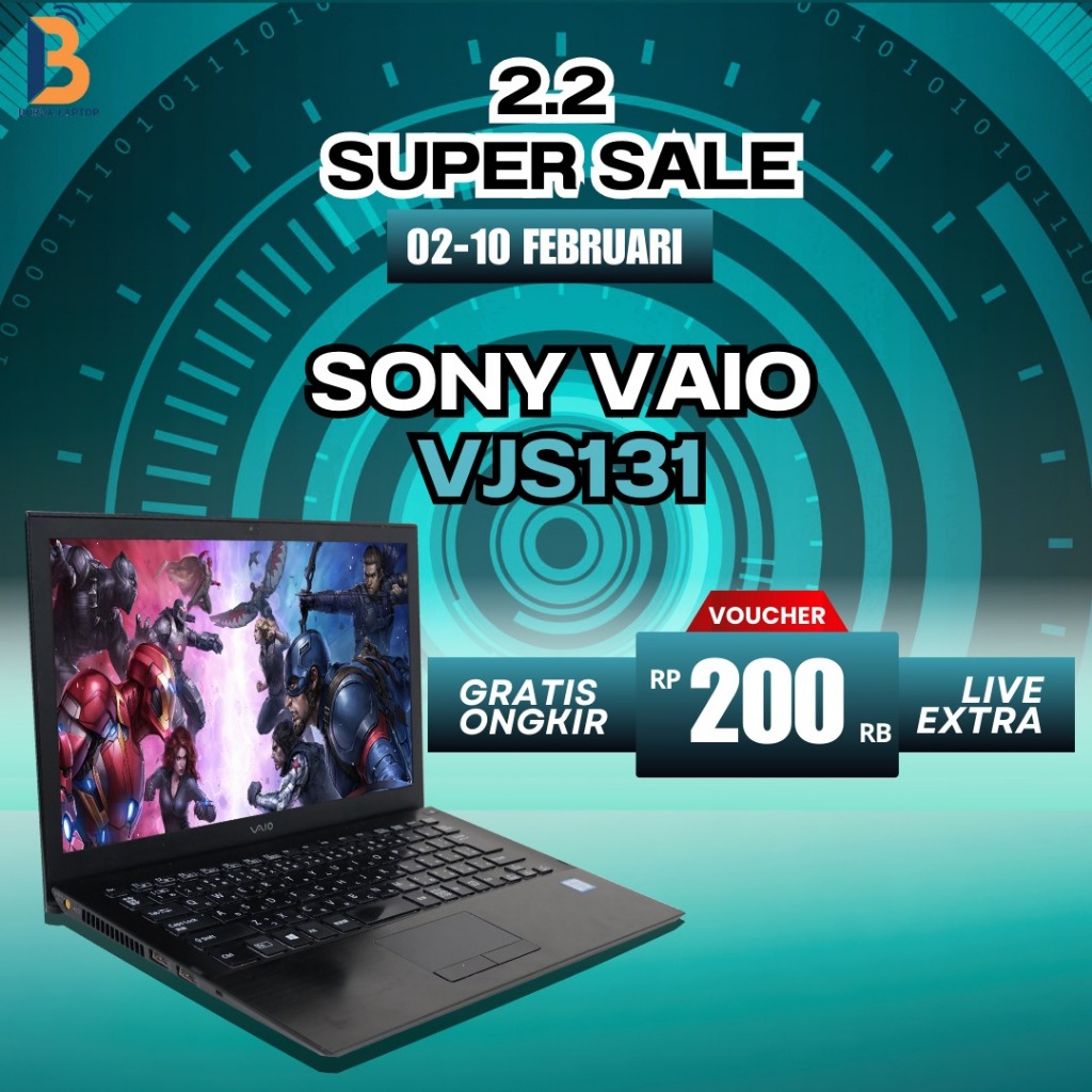 Laptop Sony Vaio vjs131c11n Core I7 gen 6 Ram 16gb Ssd 256gb Murah Bergaransi