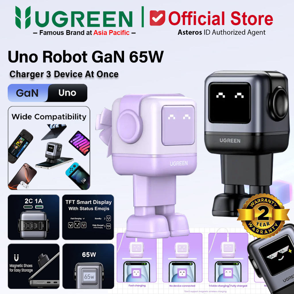 UGREEN Wall Charger Adapter USB Type C USB A Nexode Robot PD Fast Charging 65W