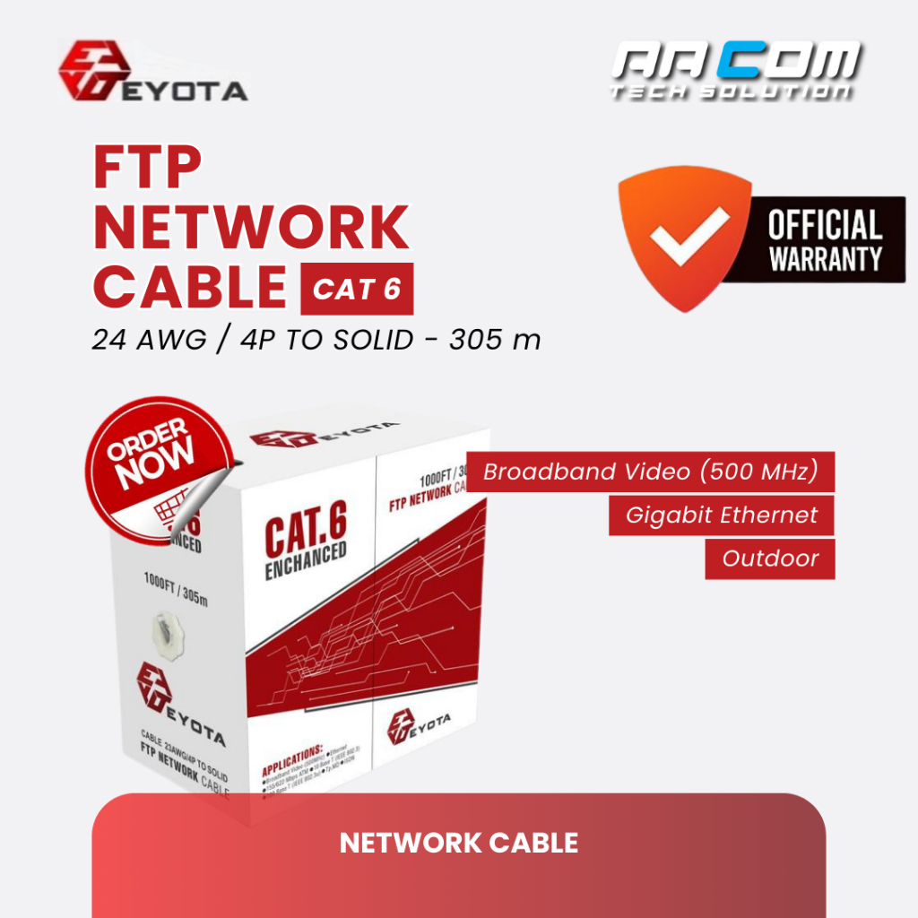 EYOTA KABEL LAN FTP CAT 6 HITAM/ KABEL LAN FTP OUTDOOR CAT 6 EYOTA