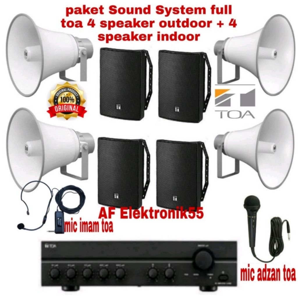 Paket Sound Toa Masjid 4 Speaker Dalam . 4 Speaker Luar Full Toa Original