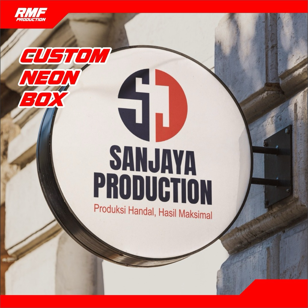 CUSTOM NEON BOX BULAT 80 CM -120 CM