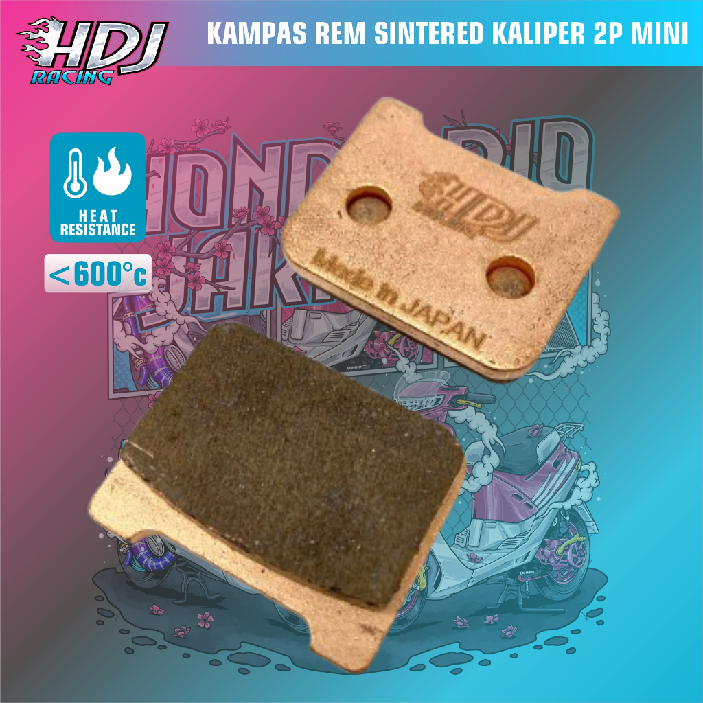 Kampas Rem 2 Piston Sintered HDJ Racing Made In Japan Kuat Sampai Suhu 620°C | Formula 8.1 Brembo 2p