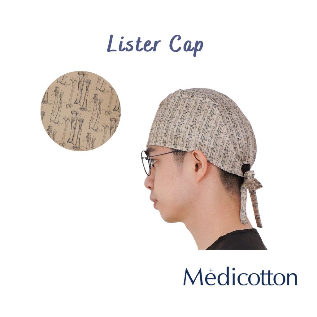 MEDICOTTON - LISTER CAP Surgical Medical Head Topi Bedah Medis - Motif Tulang Orthopedi