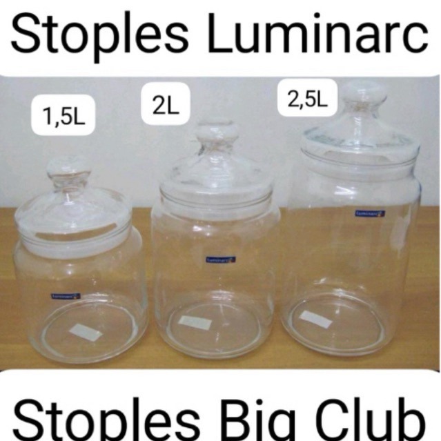 Luminarc Stoples Toples Kaca Kedap Udara  Big Club Jar With Seal 1500ml 2000 ml 2500ml