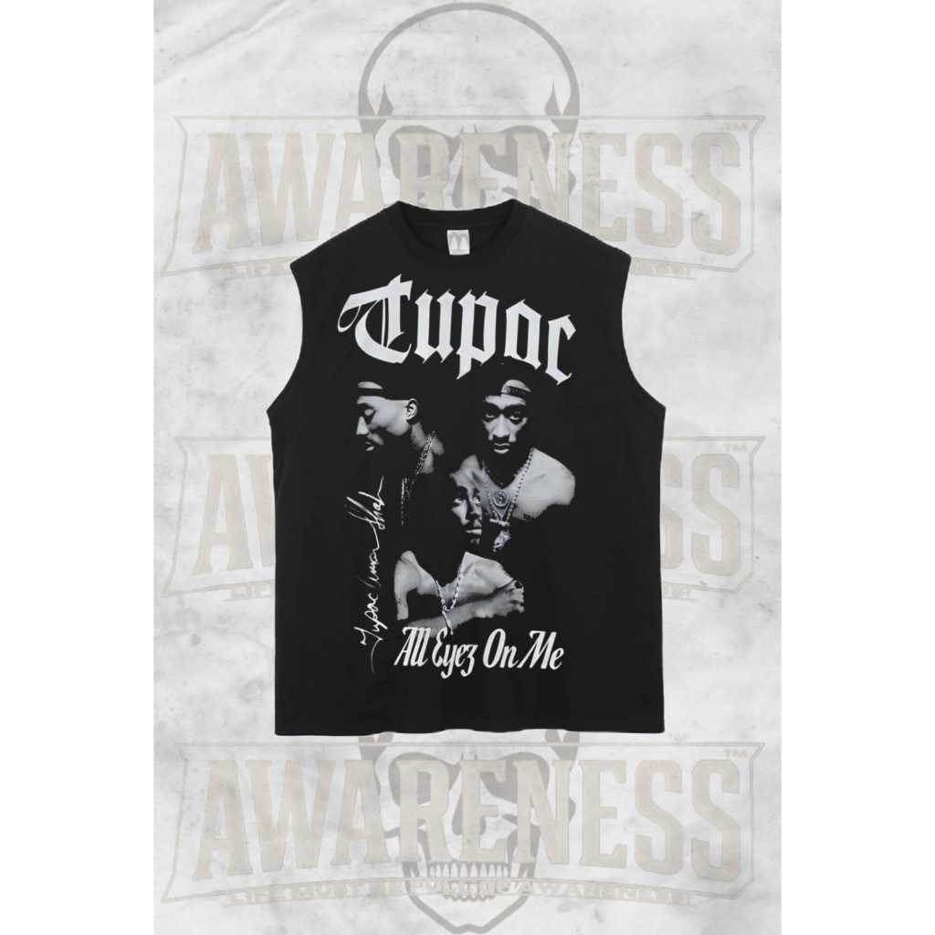 AWARENESS- Tshirt singlet lekbong pria kekinian TUPAC hitam keren!