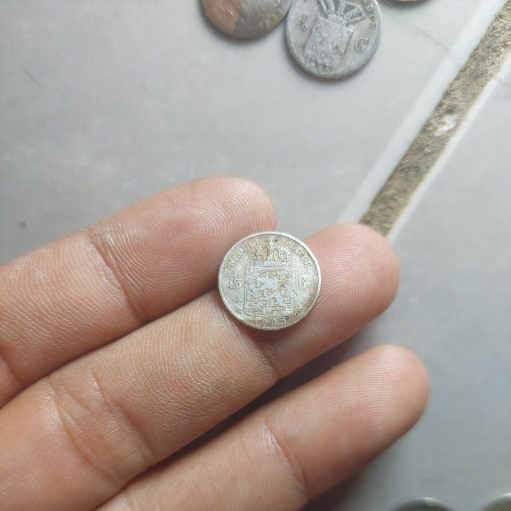 koin perak belanda tahun 1908. asli