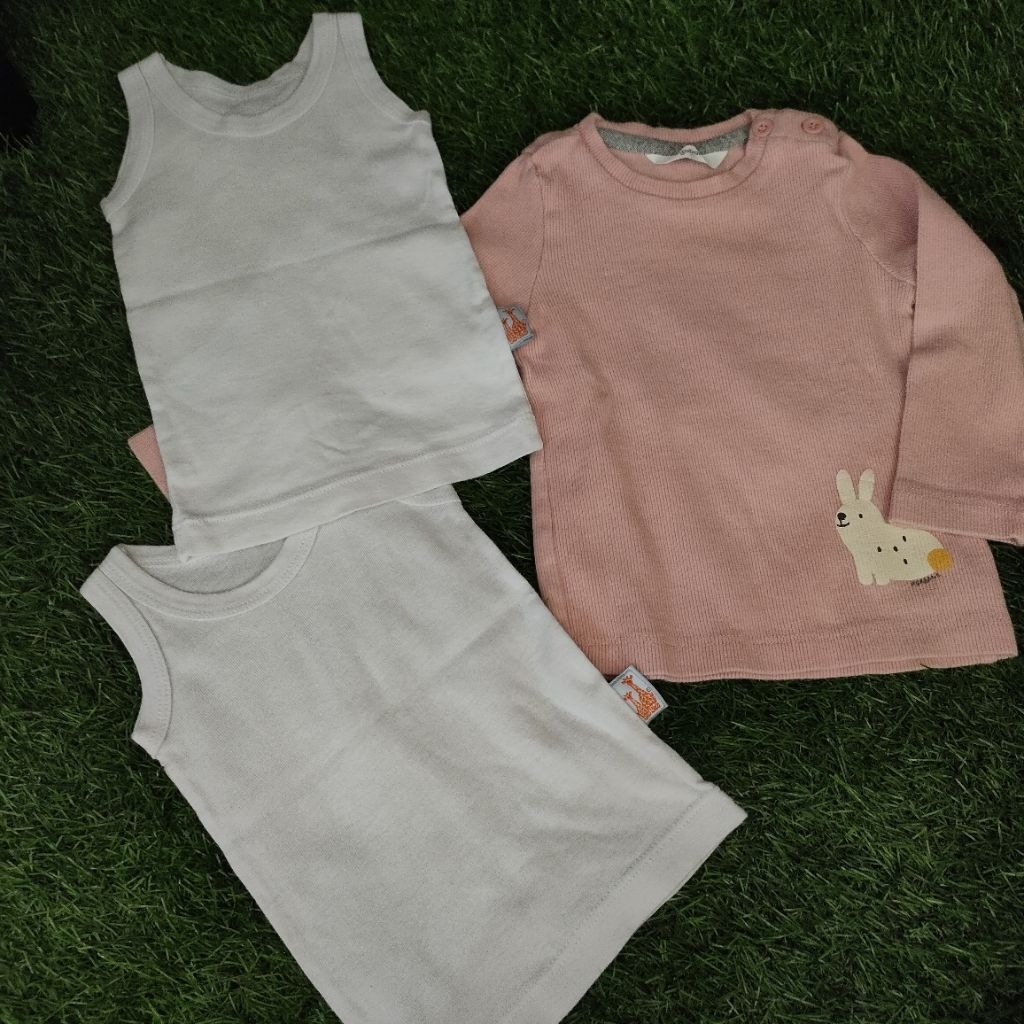 baju anak pernah pakai//3pcs//pl baju bayi agabang 0-3bulan//kaos dalam velvet