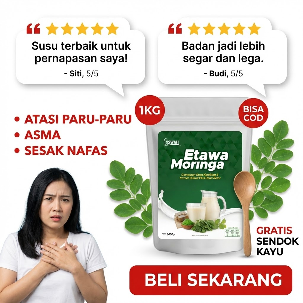 Uswah - Susu Kambing Etawa Bubuk Full Cream Asli Kemasan 1KG 1000g untuk Asma Pernapasan Paru Paru S