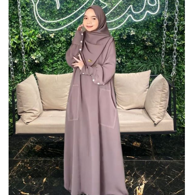 Abaya Lubna Set Gamis Umroh Wanita Syari FREE Pashmina Oval