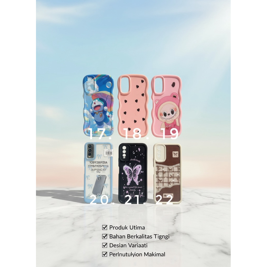 Casing HP Vivo Y20 Y20i Y20A Y12S Y20S Y12A Case Aesthetic Butterfly Labubu Doraemon Silikon Gelomba