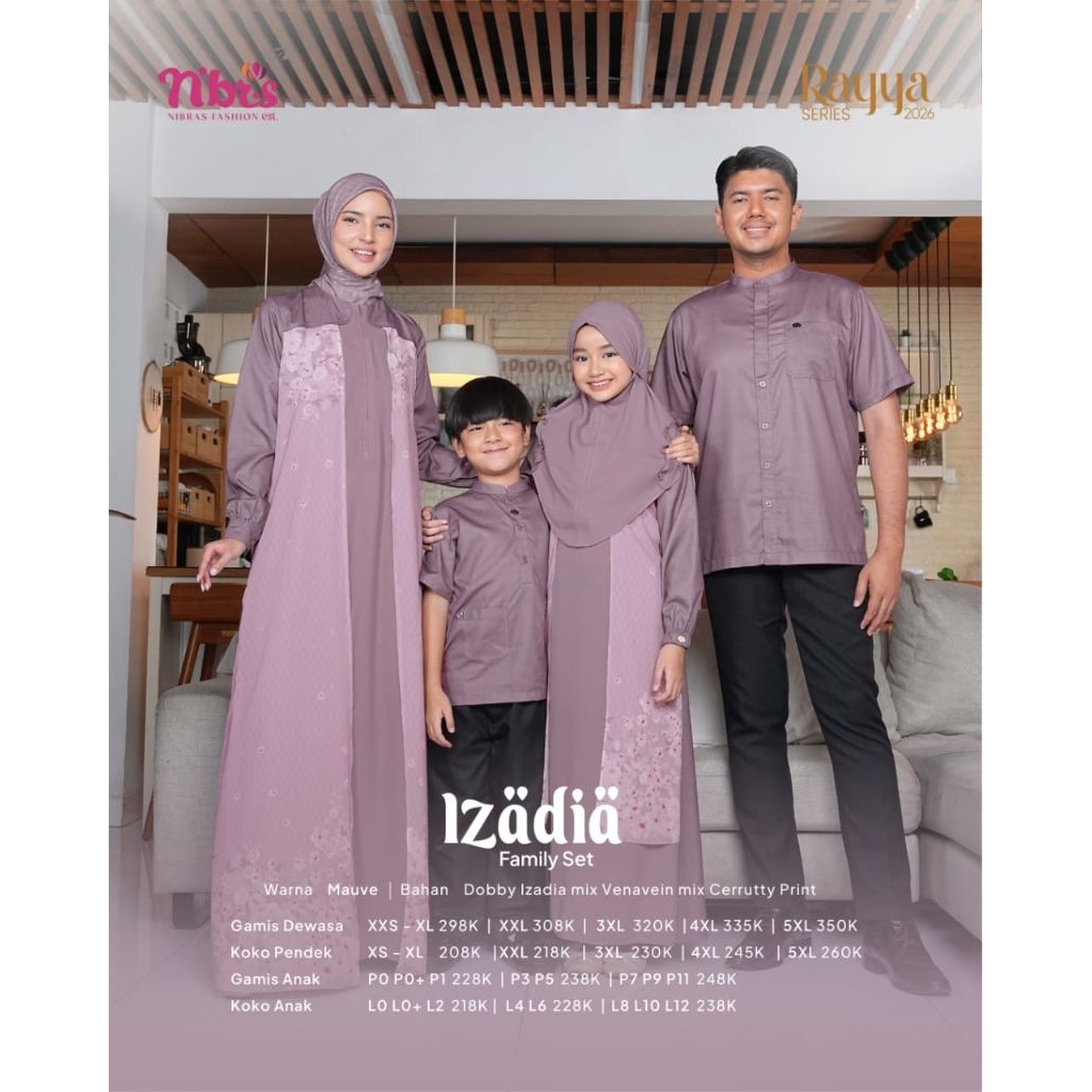 NEW SARIMBIT COUPLE NIBRAS IZADIA MAUVE |koko MAUVE gamis MAUVE