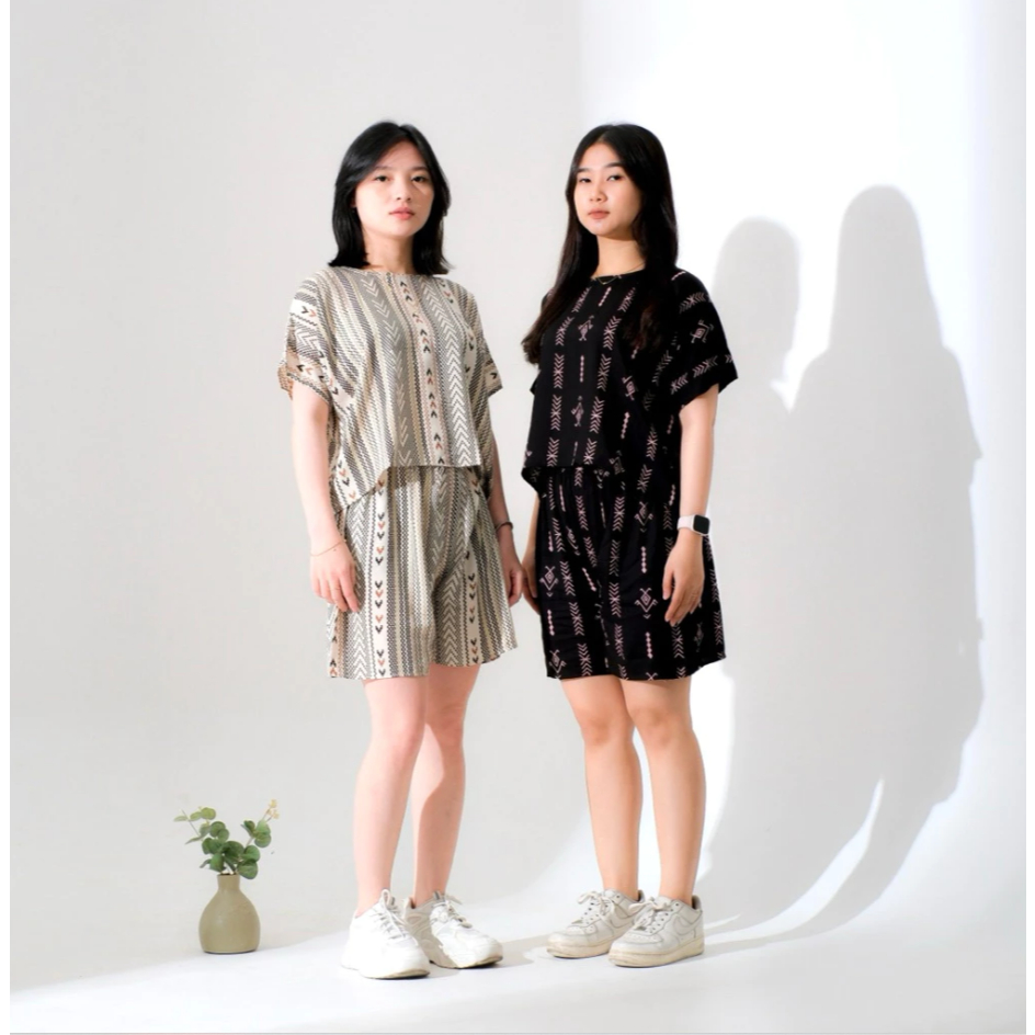 one set rayon pendek atasan pendek celana pendek jumbo setelan busui bumil friendly