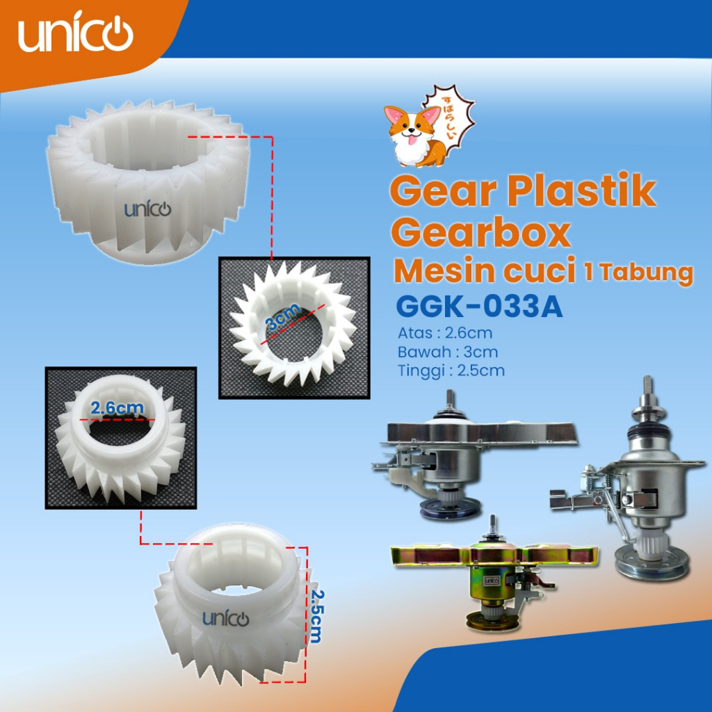 UNICO INDONESIA gear plastik gearbox mesin cuci 1 tabung