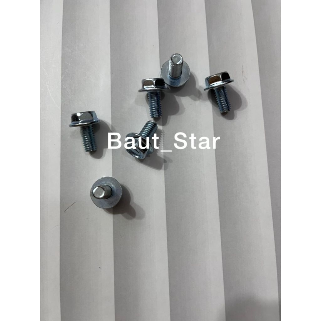 Baut Flange Bolt M6  Putih 6×12 Kunci 10 Galvanis