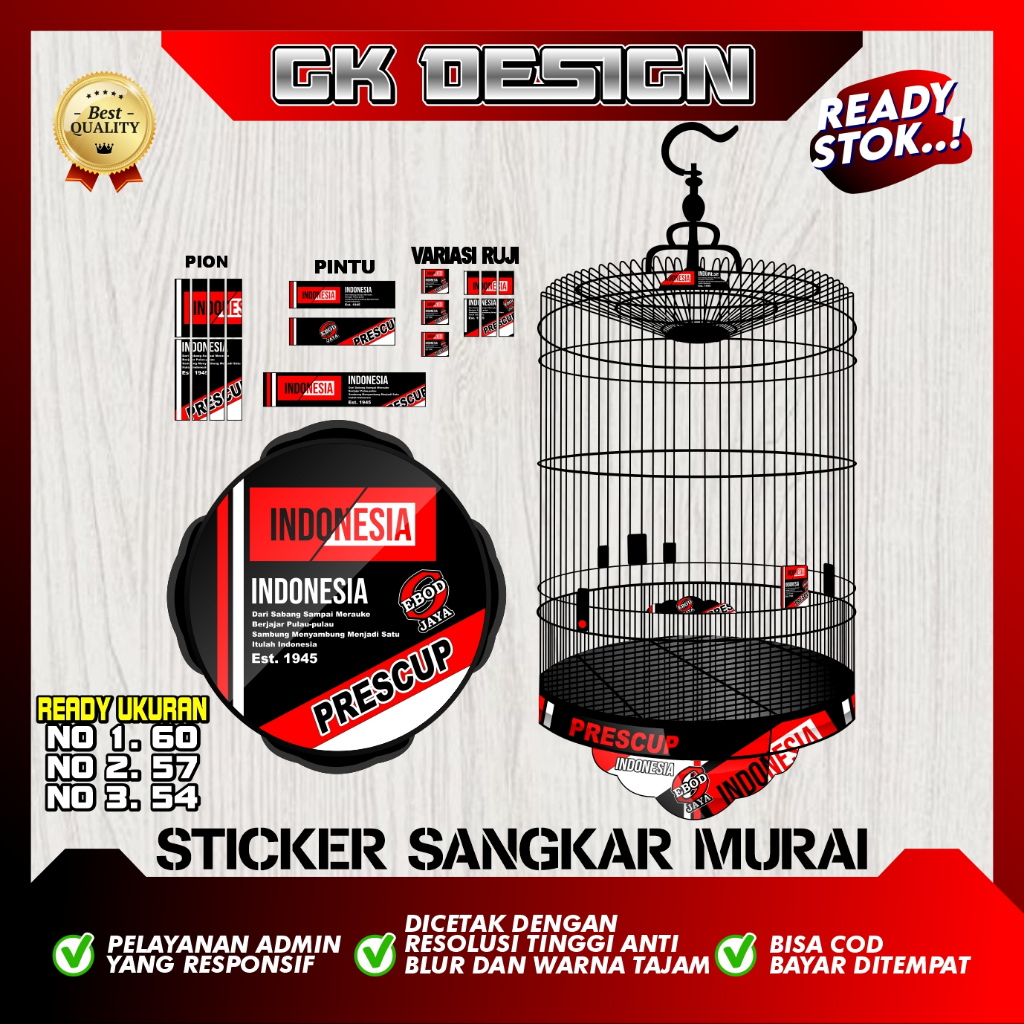 STIKER DECAL SANGKAR BURUNG MURAI BATU | Stiker Sangkar Murai Bulat | Stiker Tebok Burung GK 06