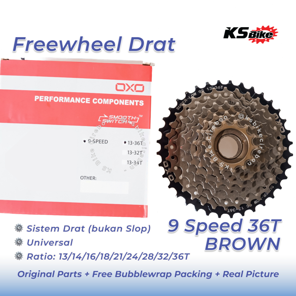 Sprocket Freewheel OXO 9 Speed 13-34T 13-36T Drat Ulir Gir Gear Brown Upgrade 7 ke 9 Speed MTB Lipat