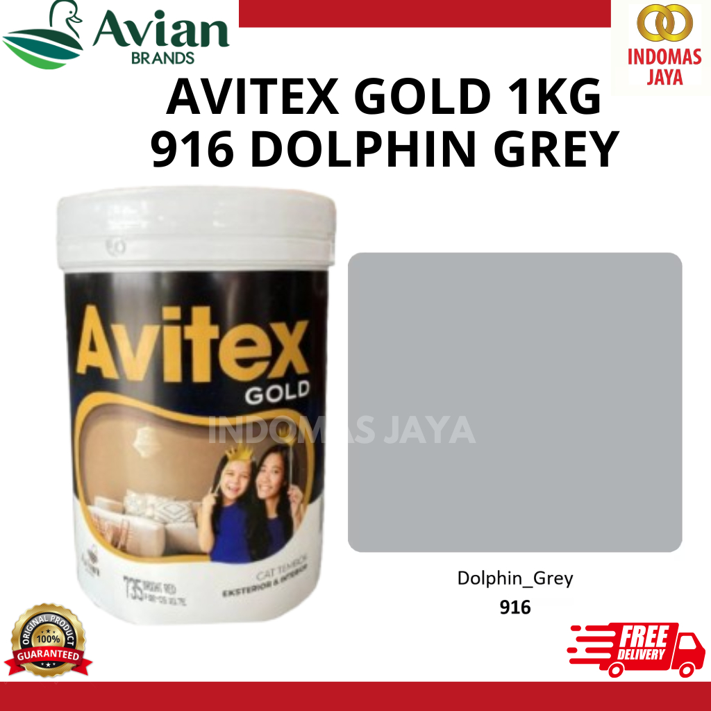 cat tembok Avitex gold 1kg,cat avitex gold 1kg, cat avitex interior dan eksterior 916 DOLPHIN GREY