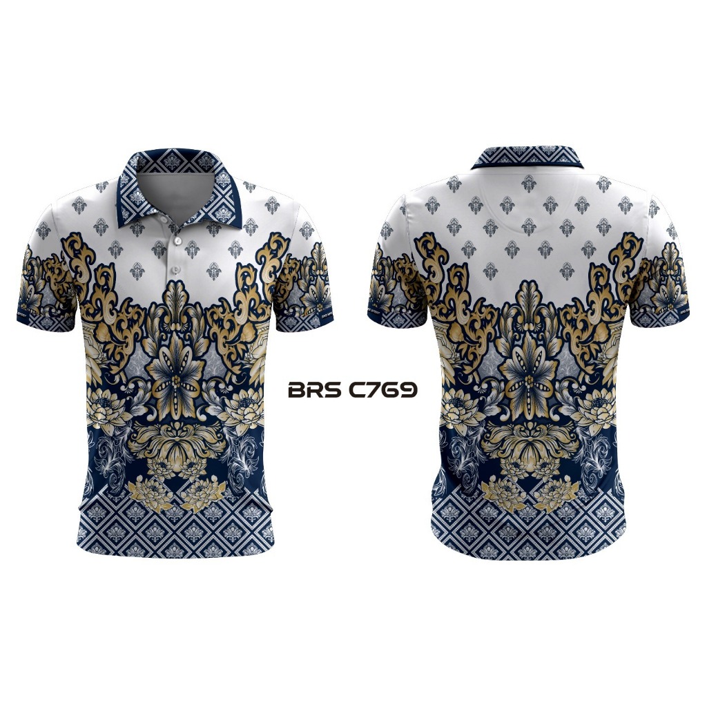 KAOS MODEL POLO BATIK FULL PRINTING KUALITAS PREMIUM / KAOS BATIK FREE CUSTOM