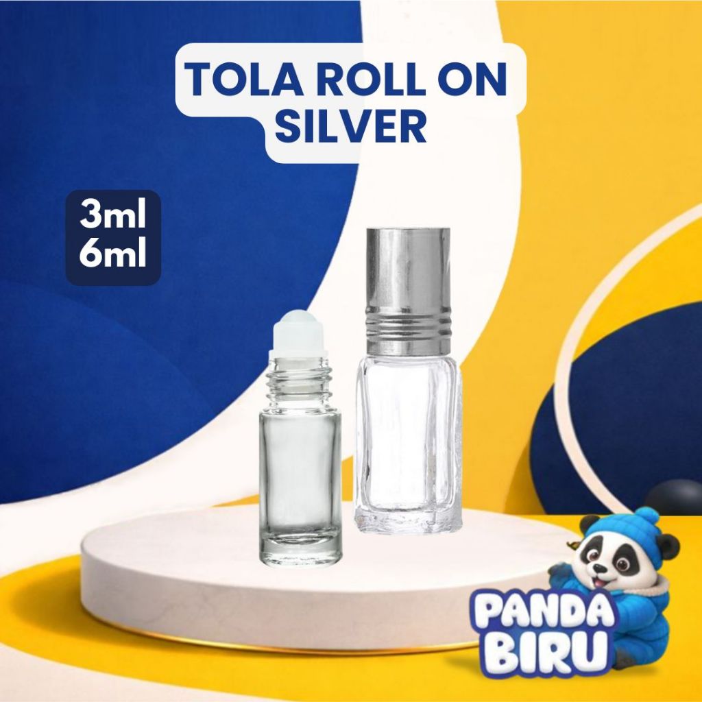 BOTOL PARFUM TOLA ROLL ON SILVER 3ML & 6ML | BOTOL KACA WINYAK WANGI PREMIUM
